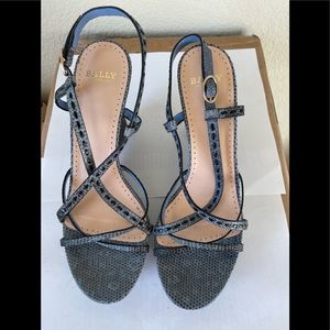 Baby blue Bally wedges with leather trim US 7